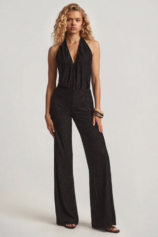 Devor? Halterneck Open-Back Jumpsuit in Black