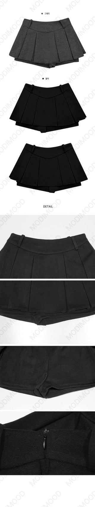 TOP Wool Pleated Skirt Pants - 2 colors