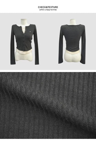 Shirring Layered Ribbed Knitwear Cardigan - 4 Colors