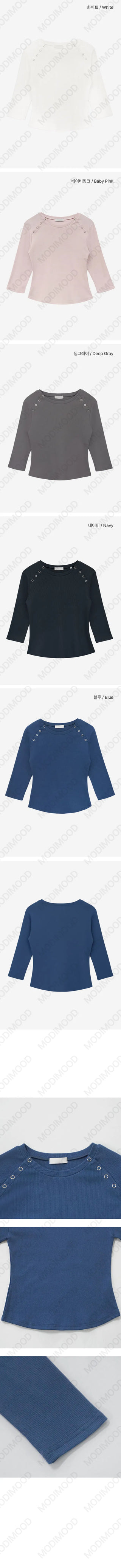 Button snap point 7/8 length T-shirt - 5 colors