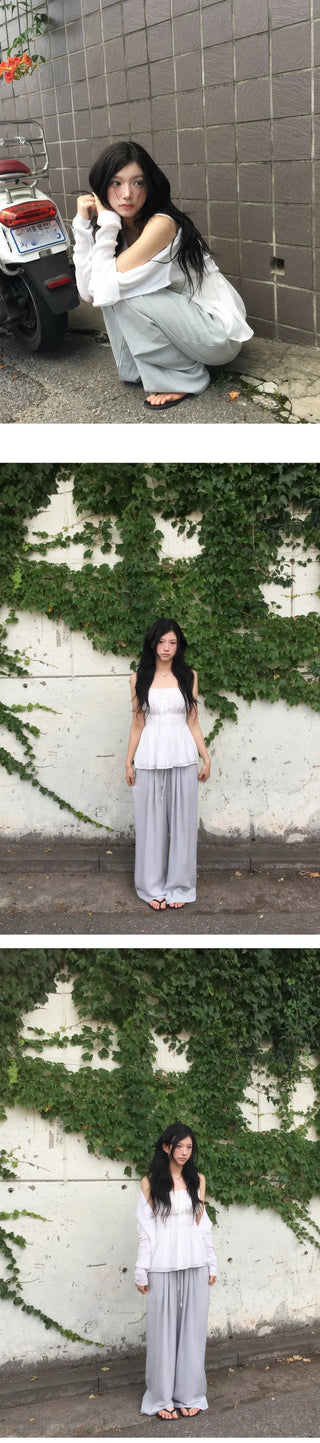 Chalang Linen Two-Pin Tuck Wide Long Pants - 5 Colors
