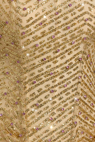 Embellished Bandeau A-Line Mini Dress in Gold