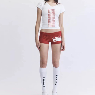 Letter print v neck short sleeve top