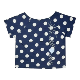 (4 colors) Polka Dot Off-Shoulder T-Shirt