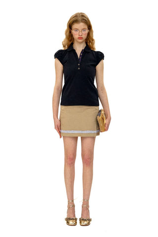 [Moromoro2] Slim Fit Polo Tee with Webbing  Placket