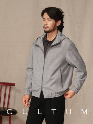 [CULTUM] Wool Blend Hooded Zip-Up Jacket