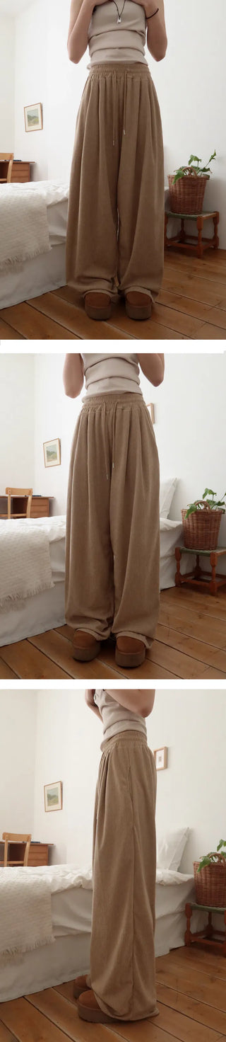 Wither Corduroy Long Wide Pintuck Pants - 4 Colors