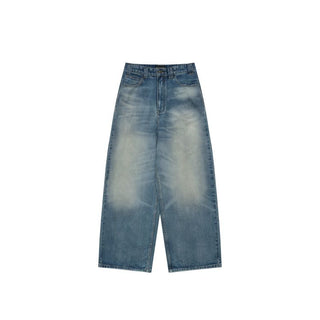 [MASONPRINCE] Curved Cut Washed Denim Wide Pants