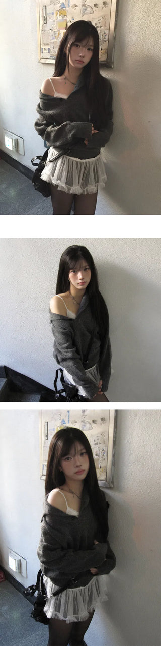 Mamel Semi-Over High Neck Turtleneck Button Warmer Knitwear - 3 Colors