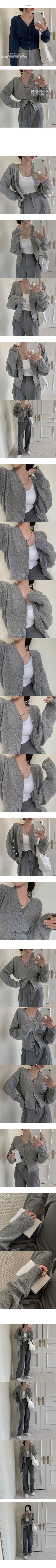 50% Lambswool Semi-Crop Knitwear Cardigan