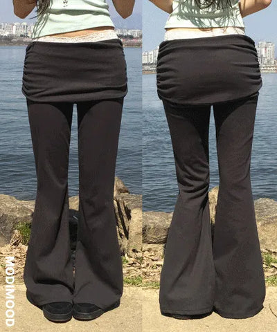 Jain Folding Shirred Flared Pants - 3 colors