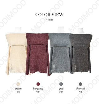 Halls Damage Over Loose Fit Off-Shoulder Knitwear - 4 Colors