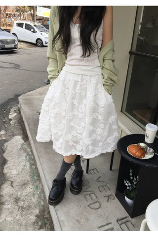 Floral Lace Midi Skirt - 2 Colors