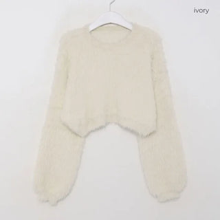 Faux fur cropped knit