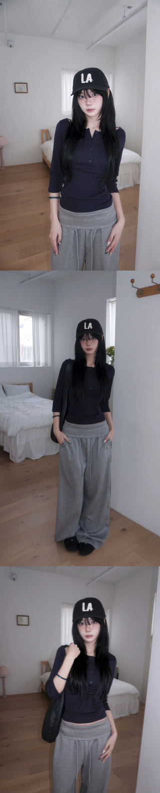 MADE MOMU BASIC Henley Neck Sleeve T-shirt - 4 colors
