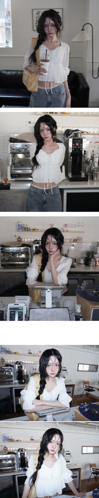 Fuwa Long Sleeve Shirred Blouse - 3 Colors