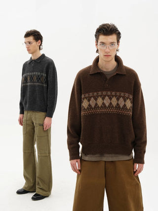 [MASONPRINCE] Fair Isle Pattern Knit Sweater