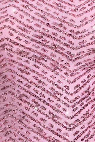 Embellished Asymmetric Scarf-Detail Top in Pink