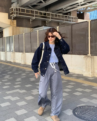 Two-tone pinstripe slacks