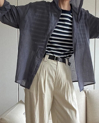 Cotton blend hooded shirt