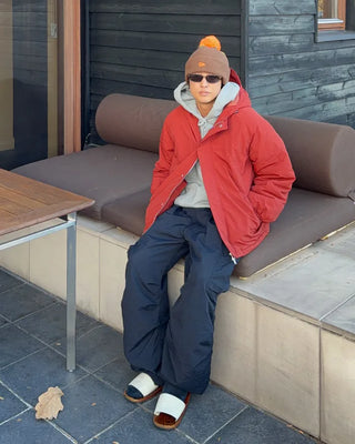 Oversized hooded down jacket
