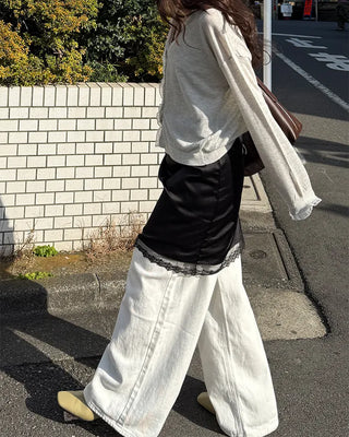 Back-belt wide-leg pants