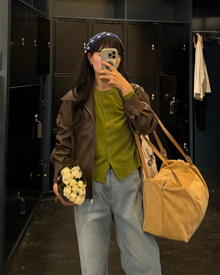 Big Square Suede Shoulder Bag