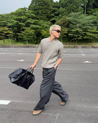 Linen color short-sleeved knit