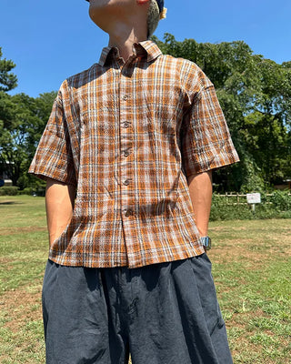Checkered short-sleeved T-shirt