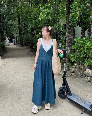 Smoked denim long dress