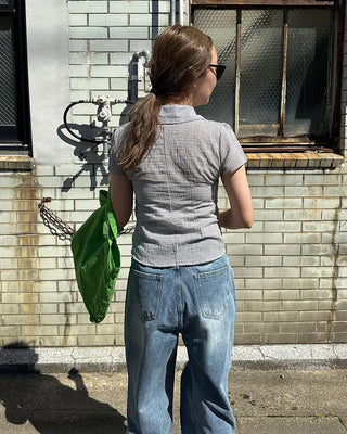 Slim-fit check short-sleeve shirt