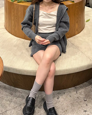 Double-zip hoodie and shorts set