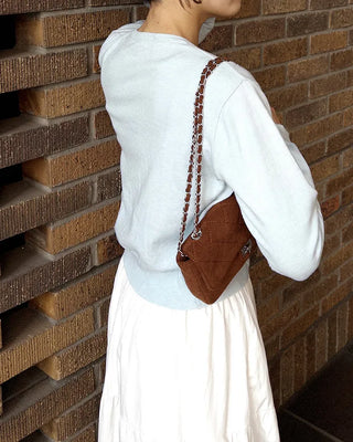 Round neck knit cardigan