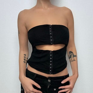Hollow out solid backless tube cut out top