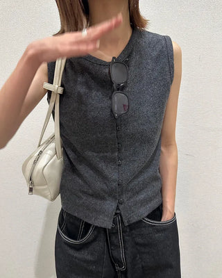 Front button knit vest