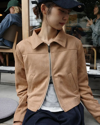 Suede cropped jacket