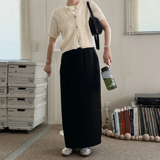 Short-sleeved knit cardigan