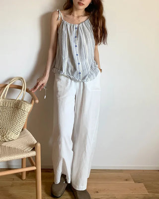 Striped button blouse