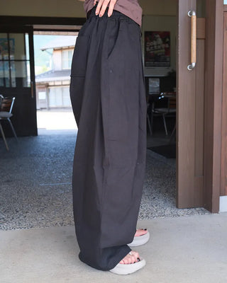Twill balloon wide pants