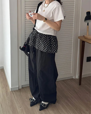 Cropped half-sleeve T-shirt
