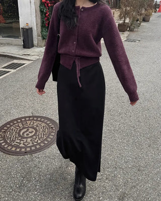 (4 colors) Ribbon Strap Fur Cardigan