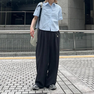 Plain cropped short-sleeved shirt