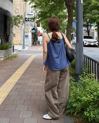 Denim ribbon camisole