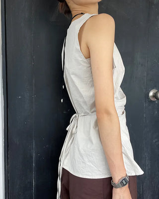 Shirred sleeveless blouse