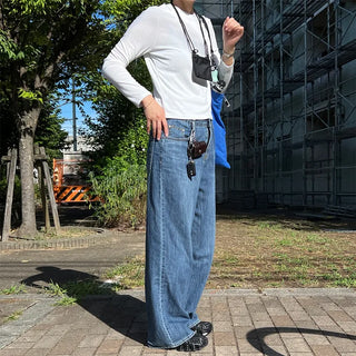 Wide denim pants