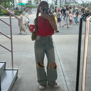 Vintage wide-leg denim pants