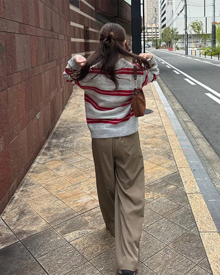 Striped long-sleeved knit