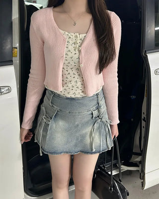 Ribbon pocket mini skirt