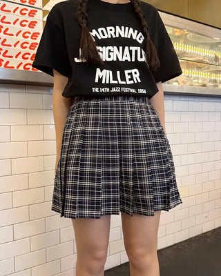 Checked pleated mini skirt