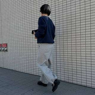 Pintuck Wide Brushed Sweatpants
